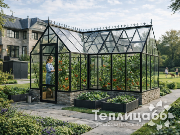 Теплица botanik T Style 45 Standard с тамбуром Mini, под стекло, ширина 2,1 м